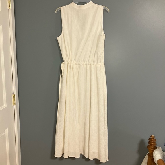 ANNE KLEIN Dress Womens 10 White Sleeveless A-Line Midi NEW Pockets - Picture 2 of 3
